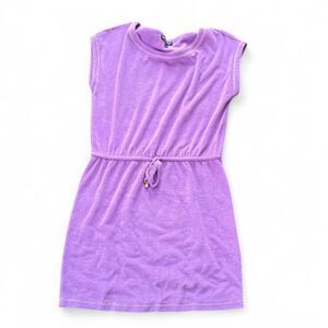 BOSTON PROPER Beach Terry Wide Neck Drawstring Dress - Amethyst Orchid M